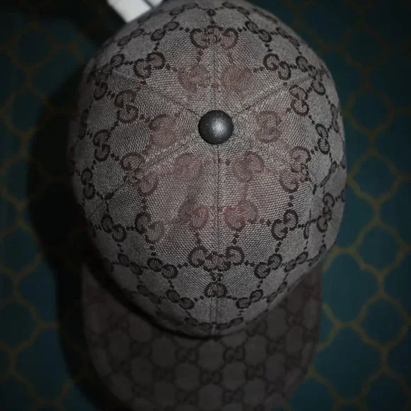 SOLD -- Gucci Sherry Web Black Monogram GG Baseball Cap Hat - Picture 6 of 10